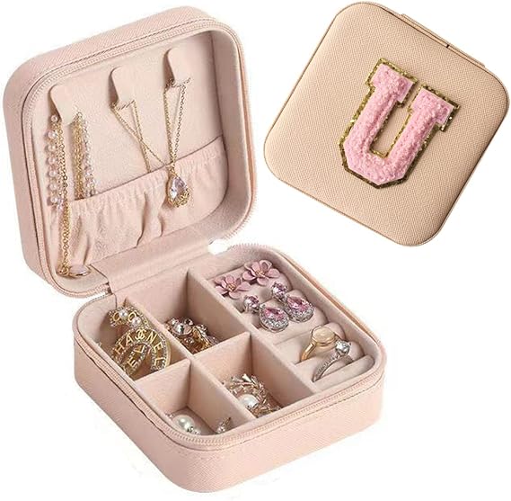 Travel Jewelry Organizer Box PU Leather Square Small Jewelry Case