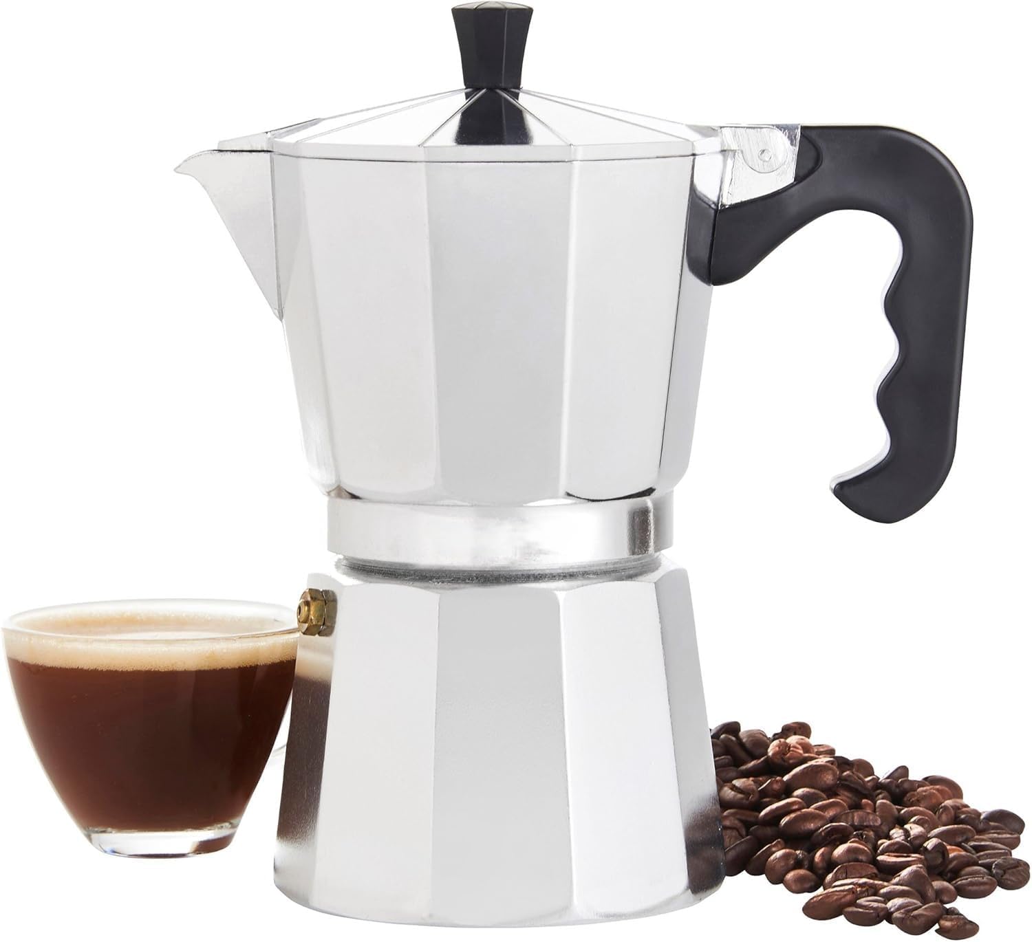 Orret Home Moka Express Espresso Coffee Pot – Cooker Over January, Aluminum Body, Classic Italian Style Coffee Brewing Coffee Pot-Expresso Brewing Coffee Pot 6 Cup