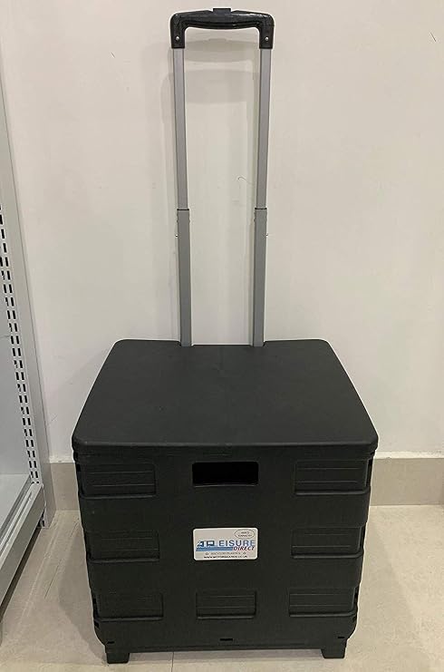 New Heavy Duty Extra Large Foldable Folding Supermarket Grocery Shopping Boot Trunk Camping Cart Crate Box Trolley 40kg Capacity Folds Flat Black Lid