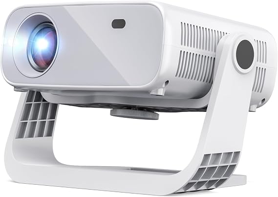 2026 Smart Projector with Android TV with WiFi 6 and Bluetooth 5 -Wielio Built in 1000+Apps 240Ansi Portable Bedroom Mini Movie Projector Support 4K/1080P, Auto Keystone & Zoom (Gray)