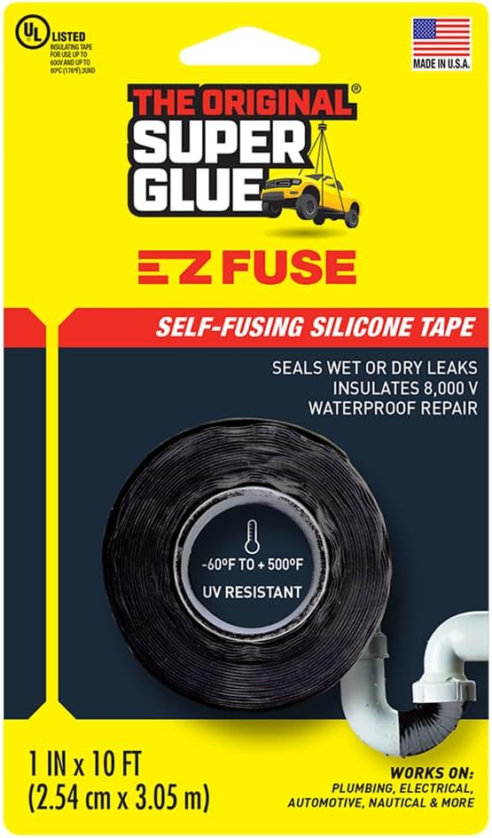 Super Glue The Original 15408 E-Z Fuse Tape, black, 1 inches width x 10 feet length