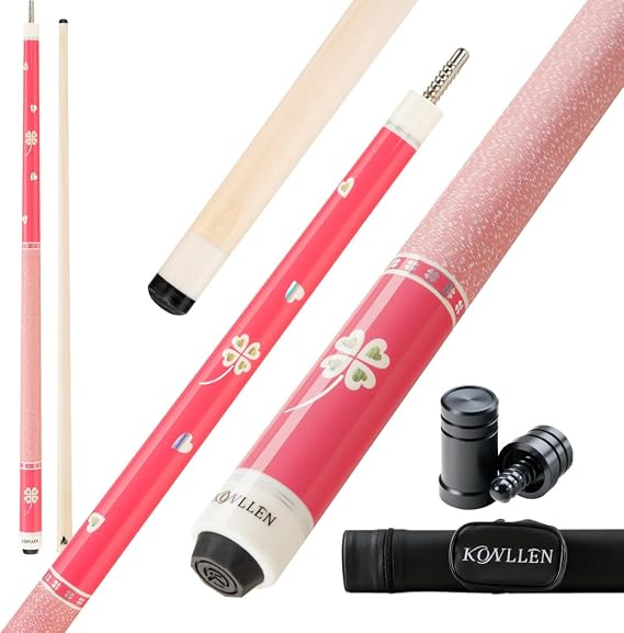 KONLLEN Pool Cue Stick Low Deflection Billiards Cue Stick Young Fashionable 58" Professional Pool Table Sticks Gifts for Adults -12.5mm Tip, 3/8 * 8Joint, Weight 19OZ