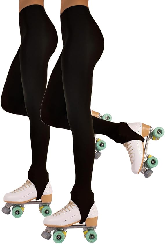 CALZITALY Pack 1 or 2 Pairs – Ladies Professional Skating Tights | Stirrup Figure and Skating Pantyhose | S, M, L | Skin, Black, Caramel | 70 DEN | Made in Italy