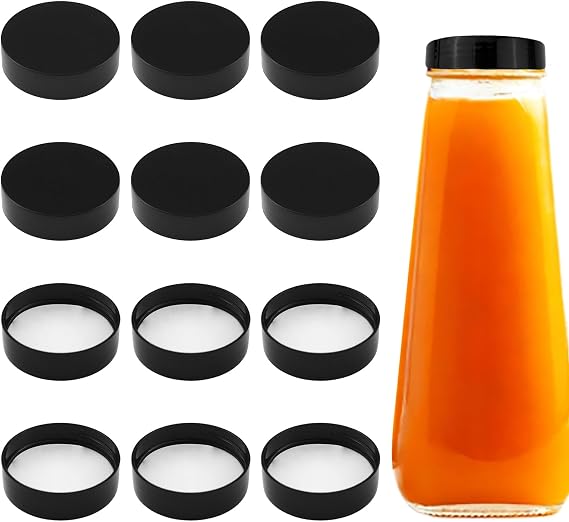 INCREWAY 12PCS Glass Juice Bottles Lids,16oz Reusable Drinking Jars Covers, Airtight Lids Suitable for Juicing, Milk, Kombucha