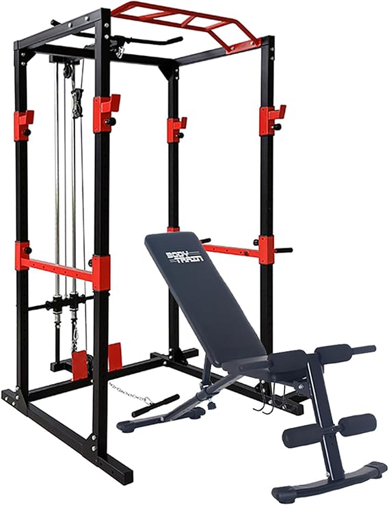 Professional Power Rack with Cable System & Foldable Adjustable Weight Bench Package