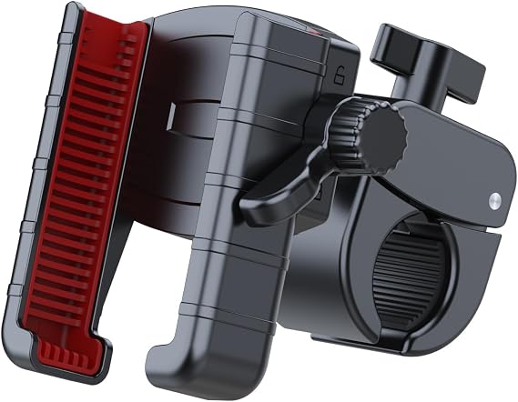 Motorcycle Phone Mount, Bike Phone Holder - Ultra-Stable Double Locking Design, Compatible with 4.7-7" Smartphones (iPhone/Android), Fits Handlebars 0.59"-1.57", One-Hand Operation & Camera Friendly