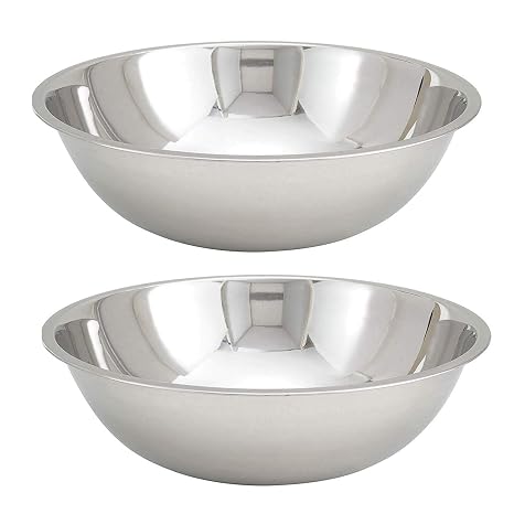 Tiger Chef Heavy Duty Mixing Bowl 16 Quart All-purpose Mixing Bowls for Home and Commercial Use - Best Prep Bowls for cake mixtures, doughs, salads, pastas, dressings Stainless Steel - 2 Pack