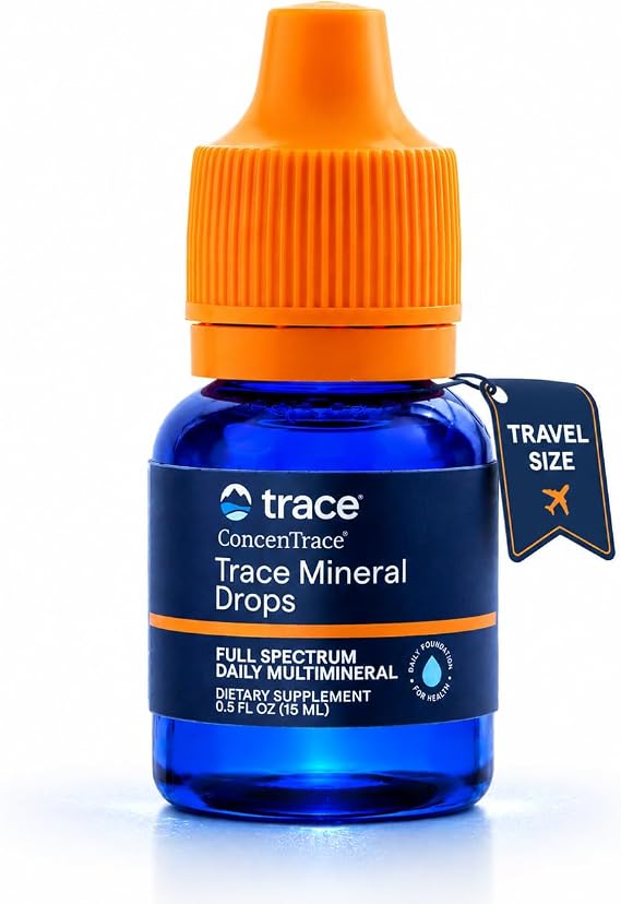 Trace Minerals ConcenTrace Trace Mineral Drops with Electrolytes, 15ml | Travel Size, Liquid Ionic Trace Minerals. 70+ Minerals In Trace Amounts Inc Magnesium, Iron, Zinc. Support Energy & Hydration