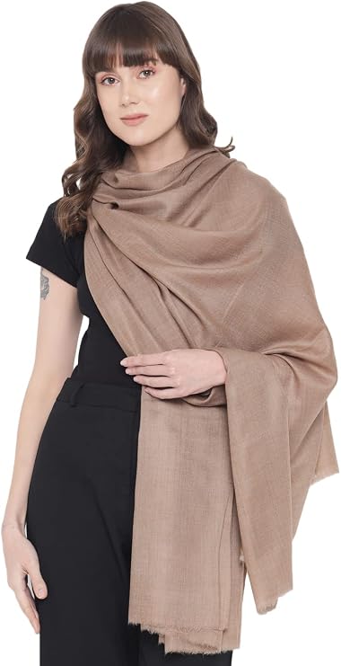 Pashtush Women's Fine Wool Shawl, Natural, Extra Soft Warm Free Size Taupe