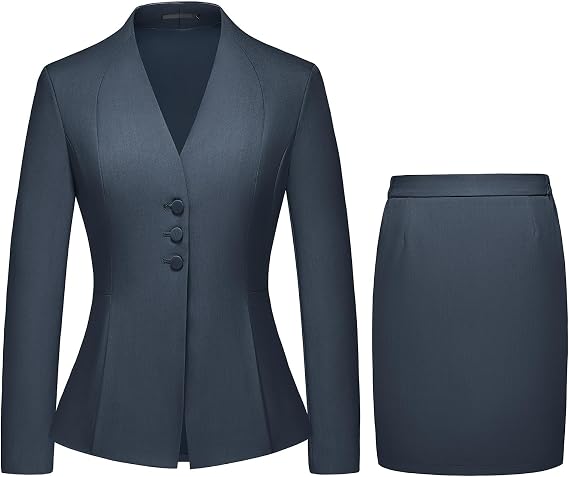 Women's Skirt Suit 2 Piece Business Suits for Women | Collarless, Pencil Skirt, Elegant Casual Outfit for Interview, Office & Formal Occasions