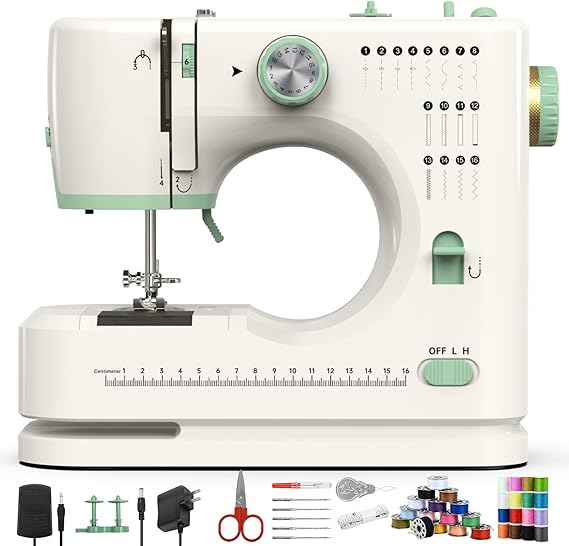 Sewing machine,sewing machine for beginners, Double needle and double thread, 16 kinds of stitches. Sewing machine for Household, sewing machine for adults.