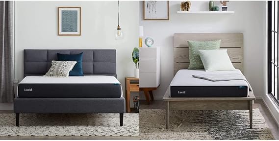 LUCID 8 Inch Gel Memory Foam-Mattress & 6 Inch Gel Memory Foam Mattress Soft Feel Gel Infusion Hypoallergenic Bamboo Charcoal Breathable Cover