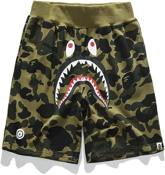 Men's Shark Camo Shorts Fashion Casual Athletic Pants Jogger