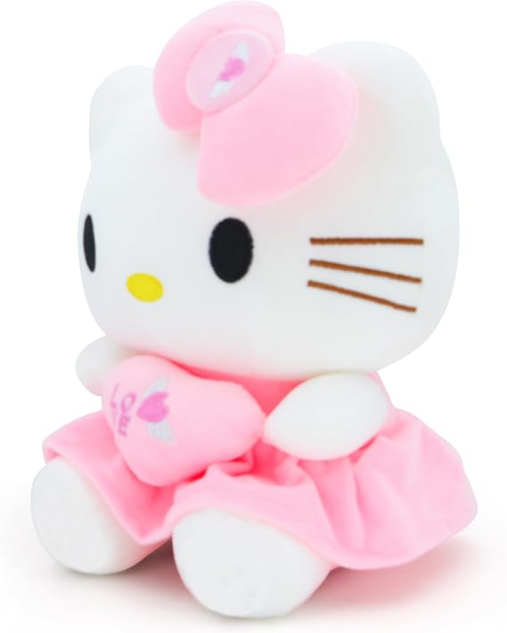 Kawaii 7.8-inch Heart Pillow Plush - Soft Cartoon Plush Toy ,Gift for Girls Boys Birthday and Parties (Pink)
