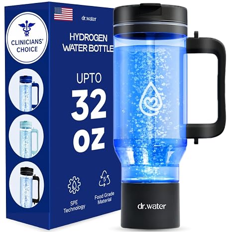 Hydrogen Water Bottle 32 Oz Portable BPA Free Generator Tumbler with SPE/PEM Technology | Large Hydrogen Flask for Daily Hydration & Energy | H2 Infused Drinking Bottle Black by Dr Water