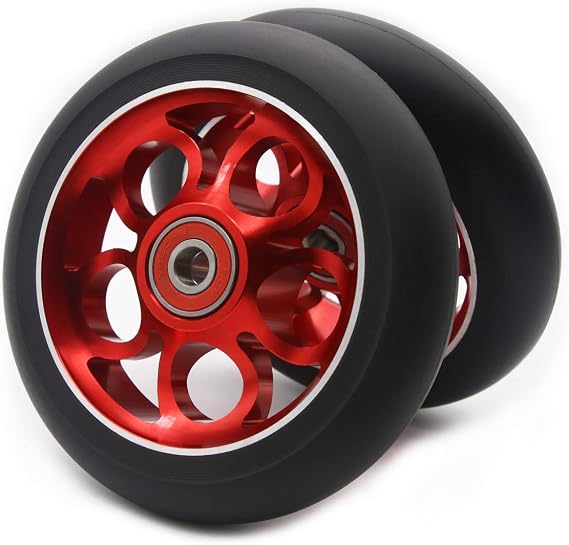2Pcs 110mm Pro Scooter Wheels with Abec 9 Bearings Fit for MGP/Razor/Lucky Envy/Vokul Pro Scooters Replacement Wheels (Grapefruit Color)