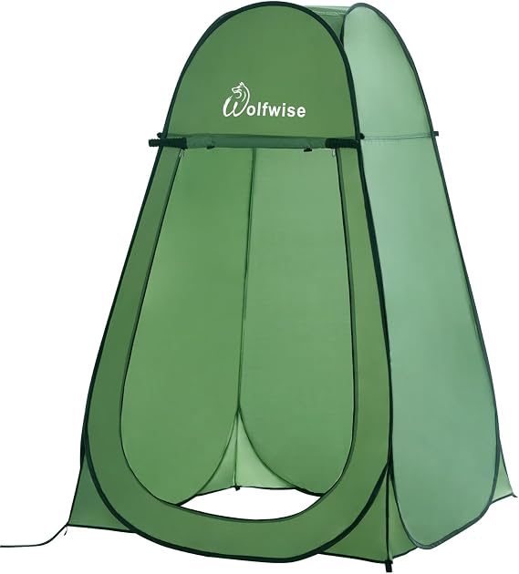 Wolfwise Pop Up Shower Tent for Camping Essentials, Portable Instant Changing Tent with Ventilation Window & Carry Bag, Privacy Dressing Room Bathroom Toilet for Beach, Outdoor, Spacious
