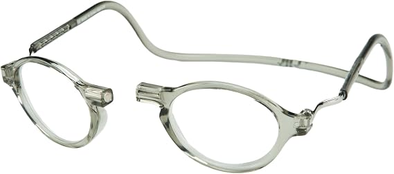 Clic Magnetic Reading Glasses, Computer Readers, Replaceable Lens, Adjustable Temples, Classic, (S-M, Smoke, 2.50 Magnification)
