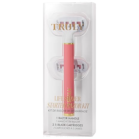 Truly Beauty Life Shaver Razor | Women's Razor for Sensitive Skin | 5 Blade | Aloe & Shea Butter Infused Gel Bars | Pivoting Head & Flex-Grip Handle for Smooth, Irritation-Free Shave