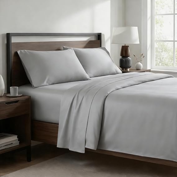 Cotton Sateen Sheets - 800 TC Luxury Bedding Set - Cooling & Soft, Deep Pockets with All Around Elastic Snug Fit, 4 Piece Hotel Sheets