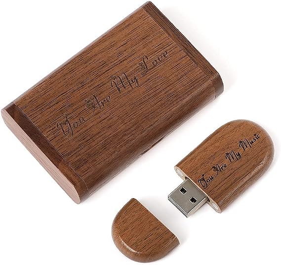 Customized Personalized U Disk Customize Personalised Laser Engraved Solid Wooden USB Flash Drive USB Box Wedding Ceremony,Company Customization,Personal Gift (32G, Walnut)