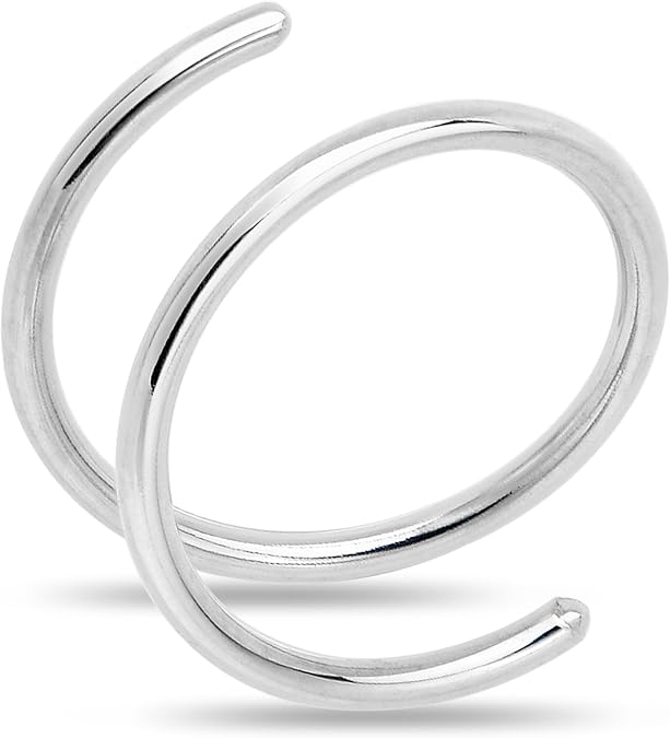 14k Gold Filled Double Hoop Nose Ring for Women and Men Hypoallergenic Spiral Nose Jewelry for Single Piercing Handmade in USA