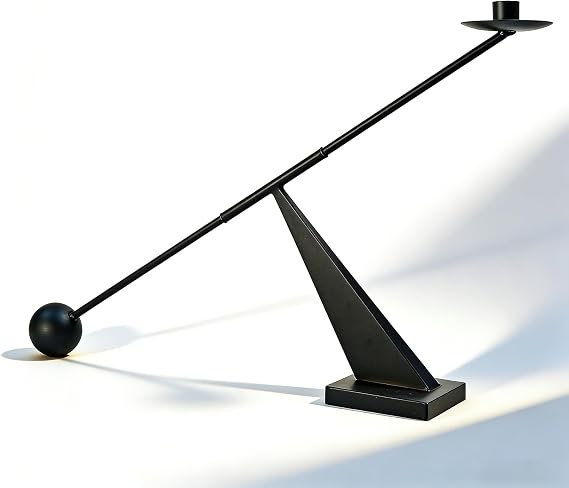 Candle Holder Black Wabi Sabi Taper Candlestick,Vintage Home Decor | 19 inch metal iron candle stand,tall modern large long marble gothic art decorative for table,candelabra elegant ideal gift