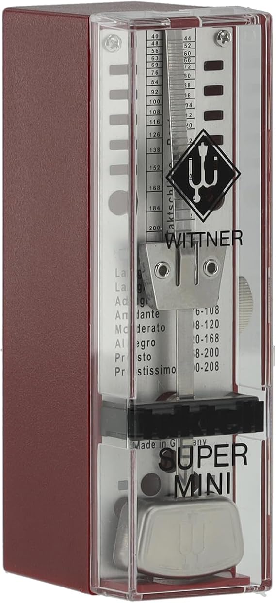Wittner Taktell Super Mini Metronom Kunststoffgehäuse ohne Glocke rubinrot