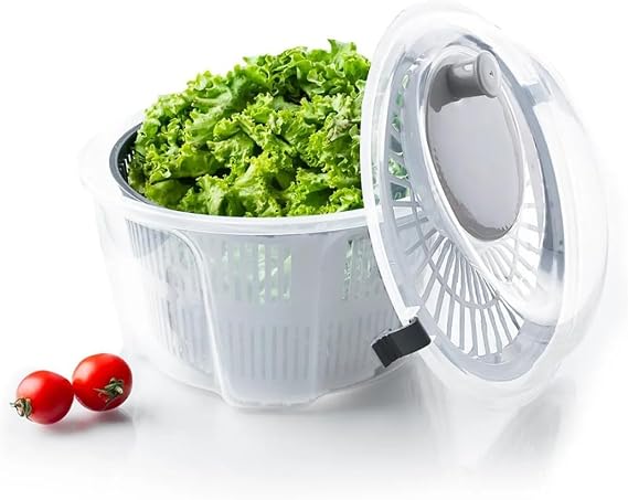 EYNEL Practical Salad Dryer, Vegetable Greens Lettuce Washing and Drying Container with Basin-Shaped Rotisserie (Grey)