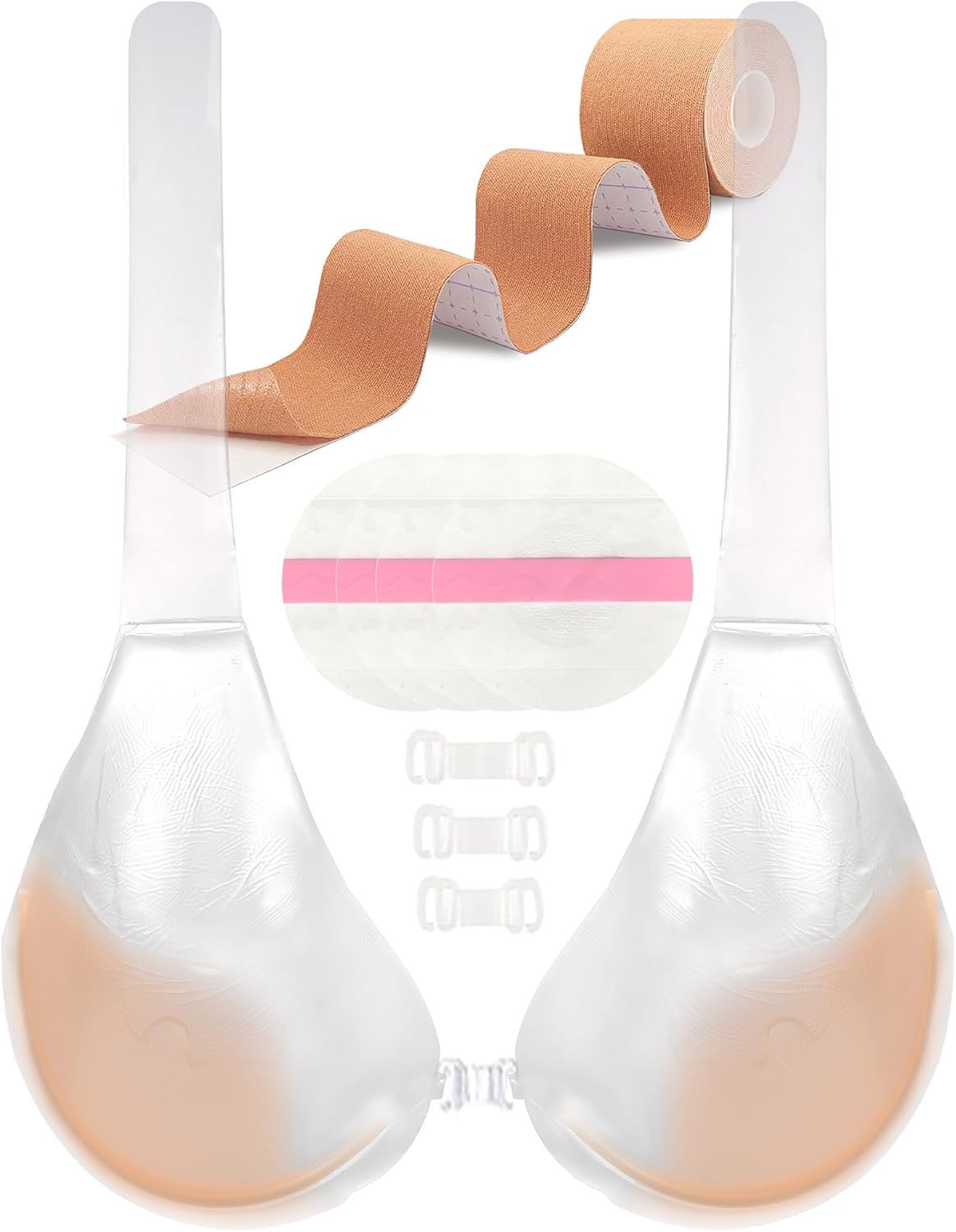 Sticky Bra Pushup Clear - Backless Strapless Bra for Large Breasts Adhesive Invisible Bras with Boob Lift Tape C
