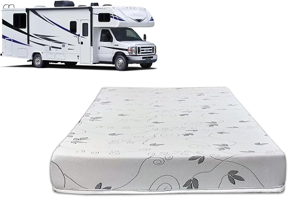 Treaton, 6-Inch High-Density Cooling Gel Memory Foam RV Mattress Replacement, Medium Firm, Good for Trailers, Camper Vans, Sofa Bed and Other Furniture Application, Queen, White