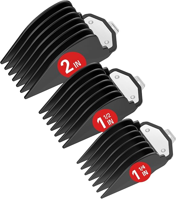 Clipper Guards with Metal Clip, 10 12 16 Combs Set Fit for Wahl, 3 PC Black