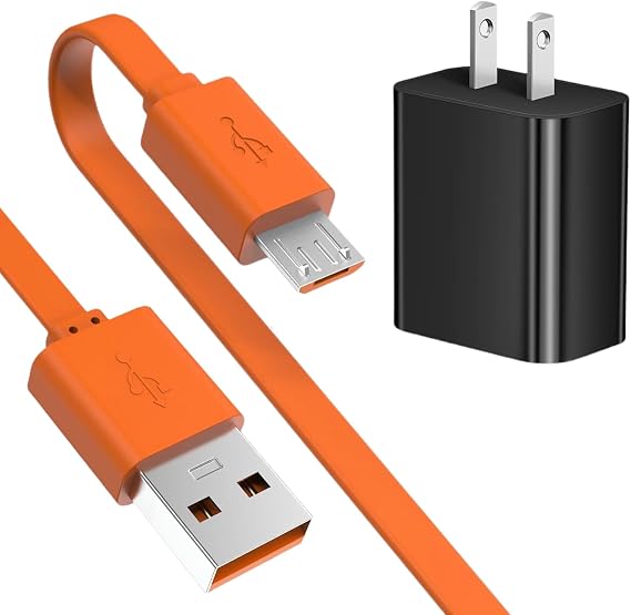 Fast Charger Charging Cable Compatible with Ring Enabled Video Doorbell (Released in 2020) 2/3/3 Plus/ 4, Peephole Cam, Doorbell Pro, Camera Battery Replacement Micro USB Charger Power Cord(Orange)