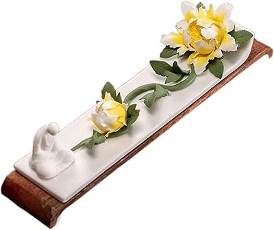 Incense Burner Exquisite Ceramic Flower Shaped Incense Burner Indoor Zen Line Incense Tray Wooden Chassis Incense HoldersC