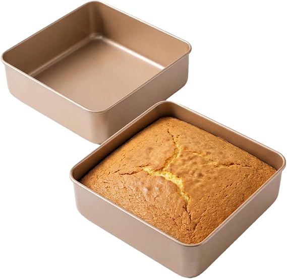 Square Baking Pan, 2 Pack Square Cake Pan Cake Baking Pans Nonstick Square Brownie Pans For Bread, Brownie, Cake, Lasagna (9.3 x 9.3 x 3.2 inches)