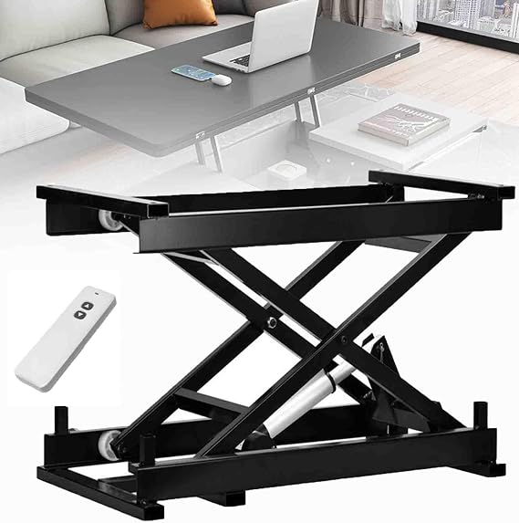 Electric Scissor Lift Table 350LB Load Electric Lifting Platform Adjustable Folding Lifting Platform Easy Lift Sit to Stand Laptop Desk Riser (Wired)