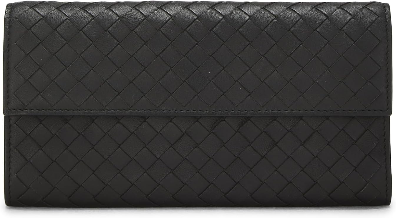 Pre-loved Black Intrecciato Continental Wallet, Black