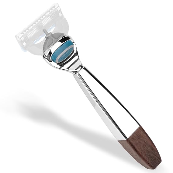 Metal Replacement Razor Handle for Men, Compatible with Gillette Fusion 5 Proshield & Proglide Blades (Brown)