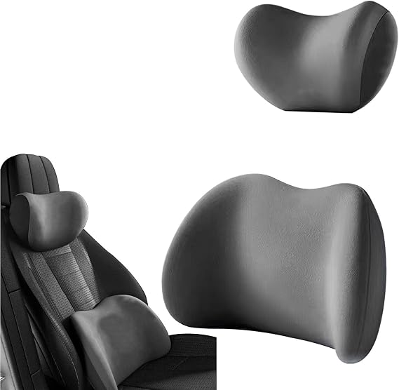 Car Headrest and Lumbar Support, Compatible with SAIC MAXUS D60 D90 EUNIQ 6 D90 Pro, Soft Ergonomic Seat Neck Pillow Kit, Set 2-Grey