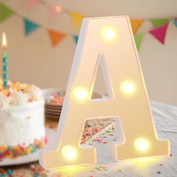 Light Up Letters, LED Alphabet Lights, Warm White Alphabet Sign, Letter Lights for Valentine's Day, Valentine Gifts for Tween Girls Women Party Birthday Decorations Night Light (Letter-A)