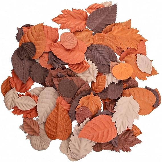 100 pcs Mlberry Paper Leaves Rose Leaves Sunflowers Leaves Hydrangea Leaves Lotus Leaves Scrapbooking Wedding DIY Craft Supplies Card (Mixed Leaves Brown Tone...)