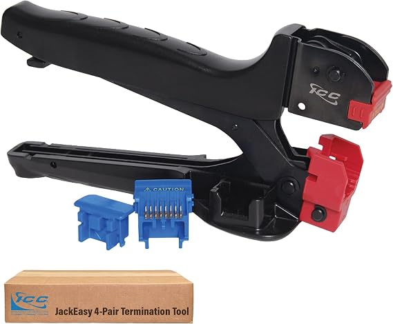 ICC JackEasy 4-Pair Termination Tool for ICC Keystone Jacks Only - Cat6a, Cat6, Cat5e, and Voice Jacks - Professional Handheld, Tabletop, Network Cable Crimp Tool
