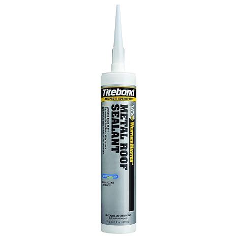 Titebond WeatherMaster Metal Roof Sealant, Crystal Clear Premium Polymer Caulk for Aluminum, Copper, Galvanized Steel & Coated Metals, UV-Resistant 63991, 9.5 Oz. Cartridge
