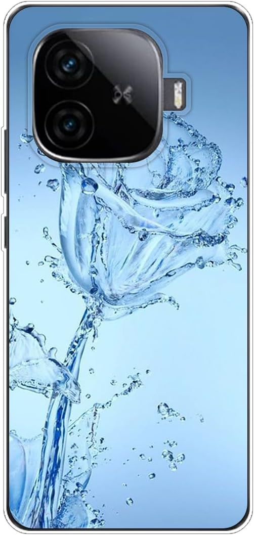 Sunrive Case compatible with Vivo Iqoo Neo 10R, Ultra Slim Transparent Soft Premium TPU Silicone Back Rubber Bumper Protector Patterns Cover(Blue Water Rose)