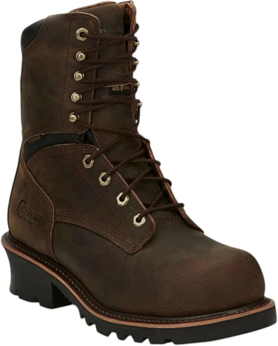 Chippewa Men's Sador 9 Waterproof Insulated Comp Toe Logger Work Boot, Slip-Resistant Tred Outsole
