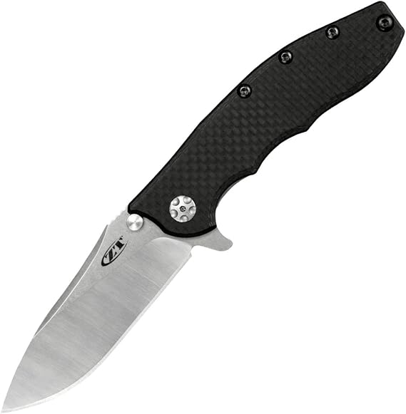 Zero Tolerance 0562CF Hinderer Slicer Folding Knife; 3.5 CPM-20CV Stonewashed and Satin Steel Blade, Carbon Fiber Front Handle, KVT Ball-Bearing Opening, Frame Lock and Reversible Pocketclip; 5.5 OZ...