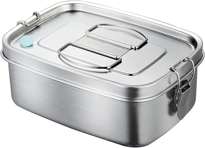 Stainless Steel Bento Box with Removable Divider, 1100ML 2 Compartment Metal Lunch Box 100% Leak Proof Food Containers with Secure Locks, Fits in Lunch Bag & Backpack
