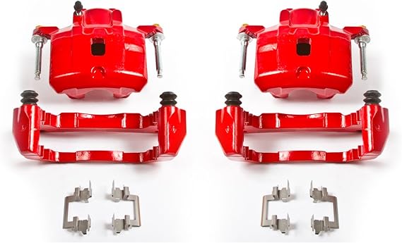 PowerStop Front Red Powder Coated Brake Caliper Pair for Chrysler Sebring 2001-05 |Dodge Stratus 2001-05 |Mitsubishi Eclipse 2001-05 |Galant 2000-12 - High-Temp Brake Caliper Upgrade, S2614