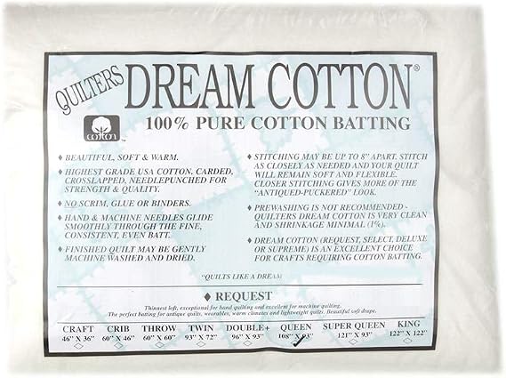 Quilter's Dream Cotton White Request Batting (108" x 93") Queen