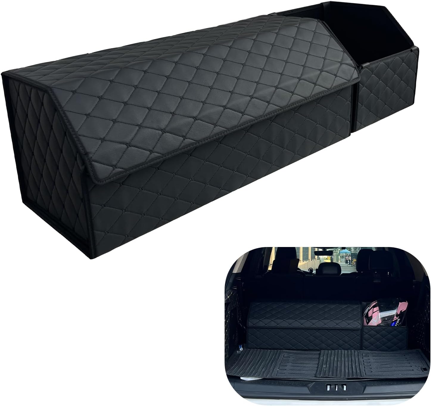 Car Trunk Organizer For Rogue - Custom Fit, Large Space Outdoor Trunk Organizer with Leather, Hook and Loop Fastener, 4-Layer Cover, For Rogue 2008-2013